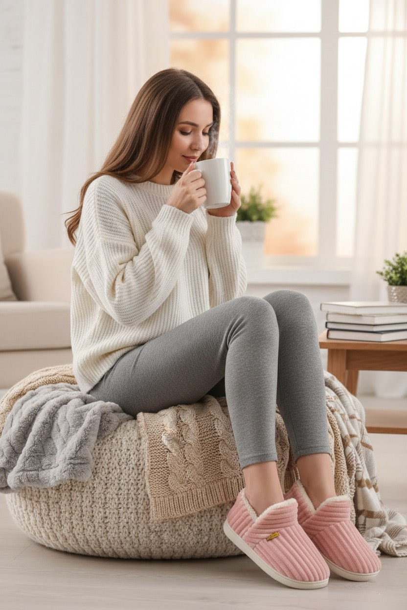 Chaussons de bottes rose chaud Femme | Confortables & Antidérapants