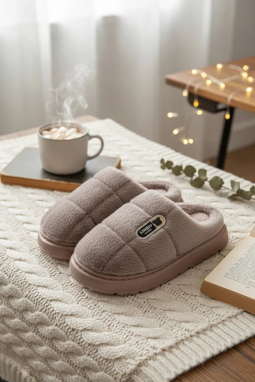 Chaussons marron clair fourrés laine Homme | Fourrés