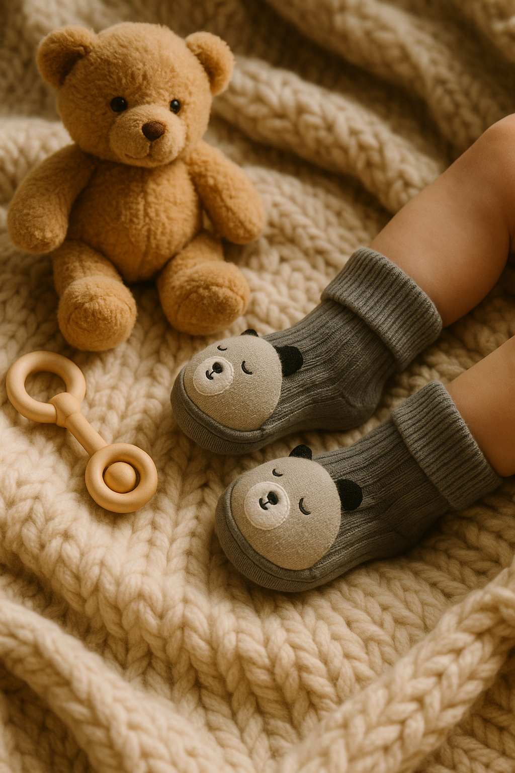 Chaussettes gris antidérapante bébé garçon | légère & antidérapante