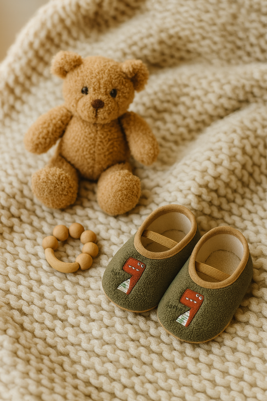 Chaussons bébé vert made in france | Semelle Souple