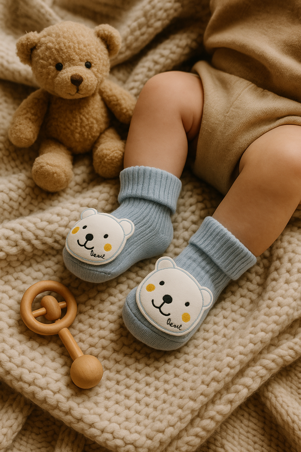 Chaussettes bébé bleu | légères & antidérapantes