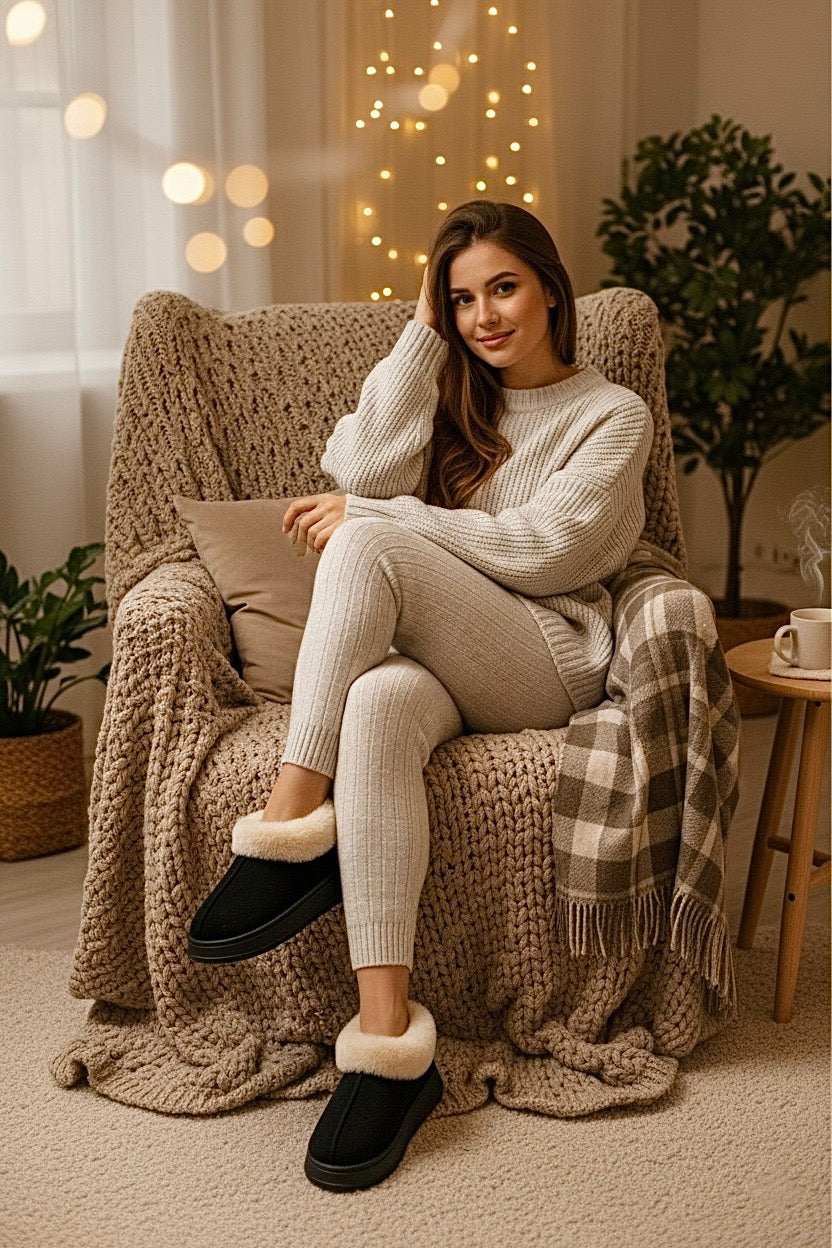 Chaussons bottines femme noir | Confortables & Antidérapants