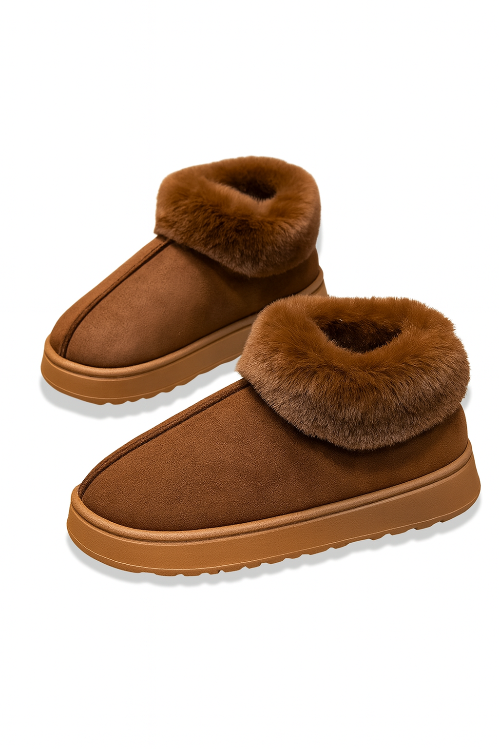 Chaussons bottines marron fourrés Femme | Fourrés