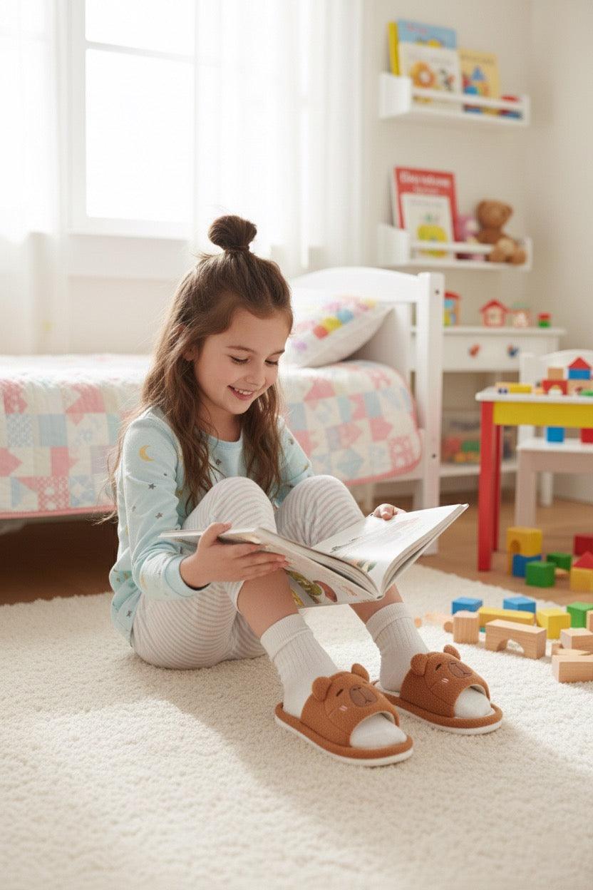 Chaussons enfant respirant marron | Semelle Souple