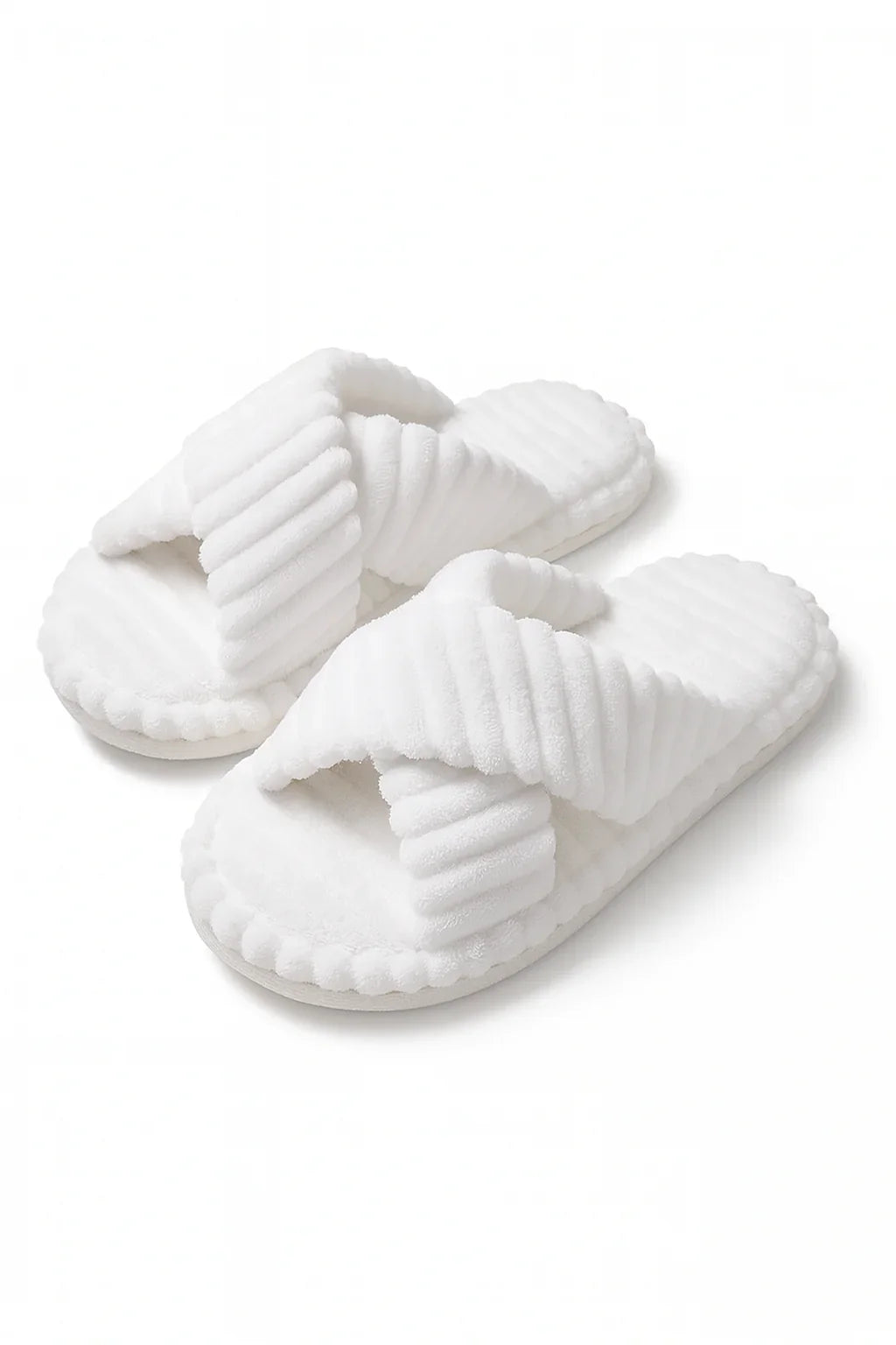 Chaussons blanc pour la maison chaud femme | Confortables, mémoire de forme & Antidérapants