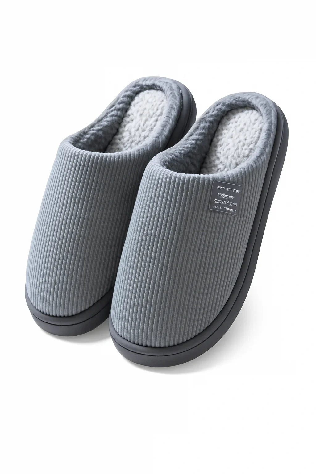 Chaussons gris avec fourrure Homme | Fourrés & doublure intérieur