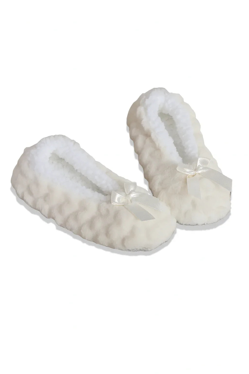 Chaussons ballerines femme avec nœud blanc| Semelle Souple