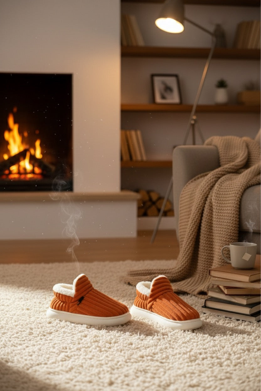 Chaussons bottes orange Homme | Confortables & Antidérapants