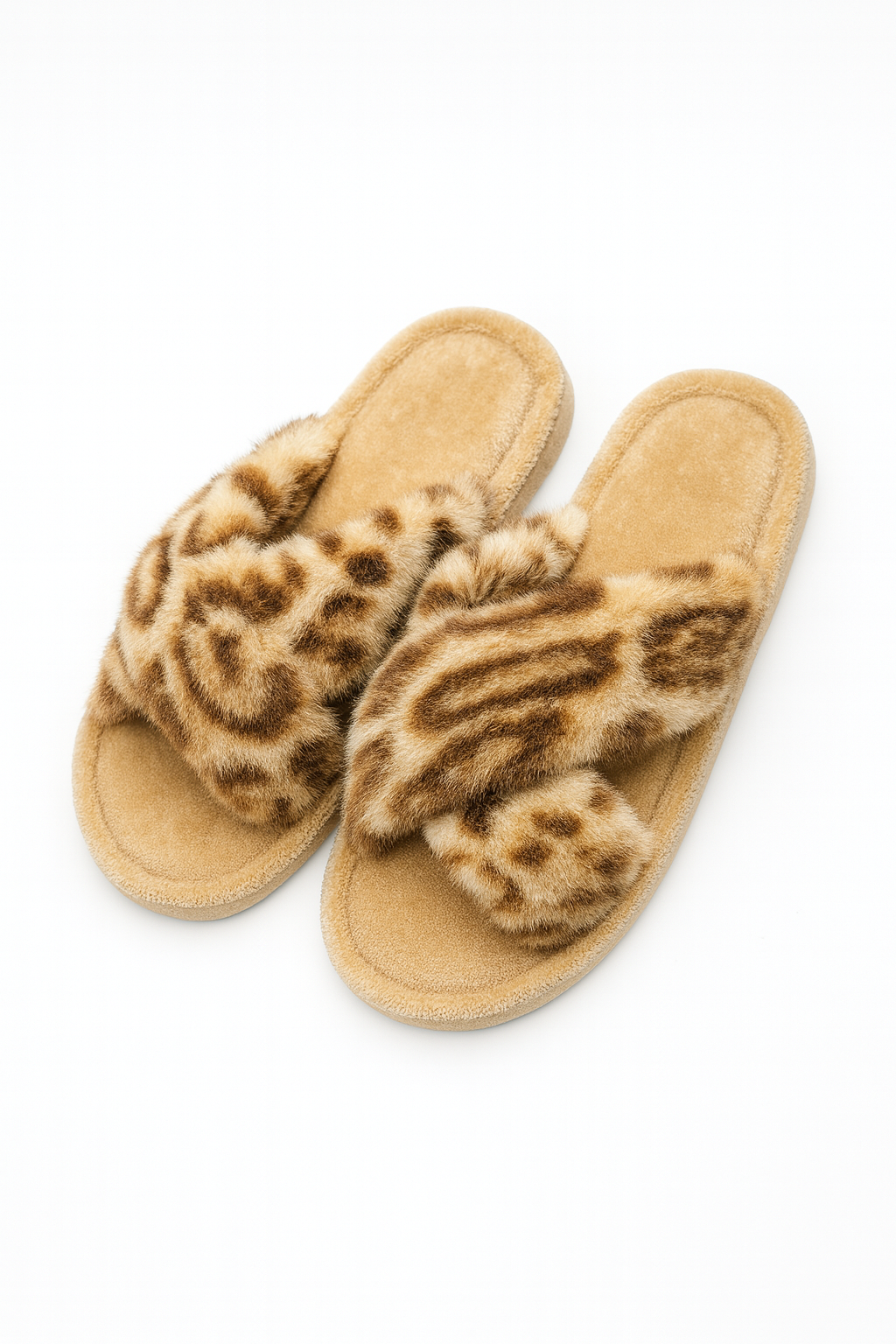 Chaussons femme hiver léopard camel | Confortables & Antidérapants