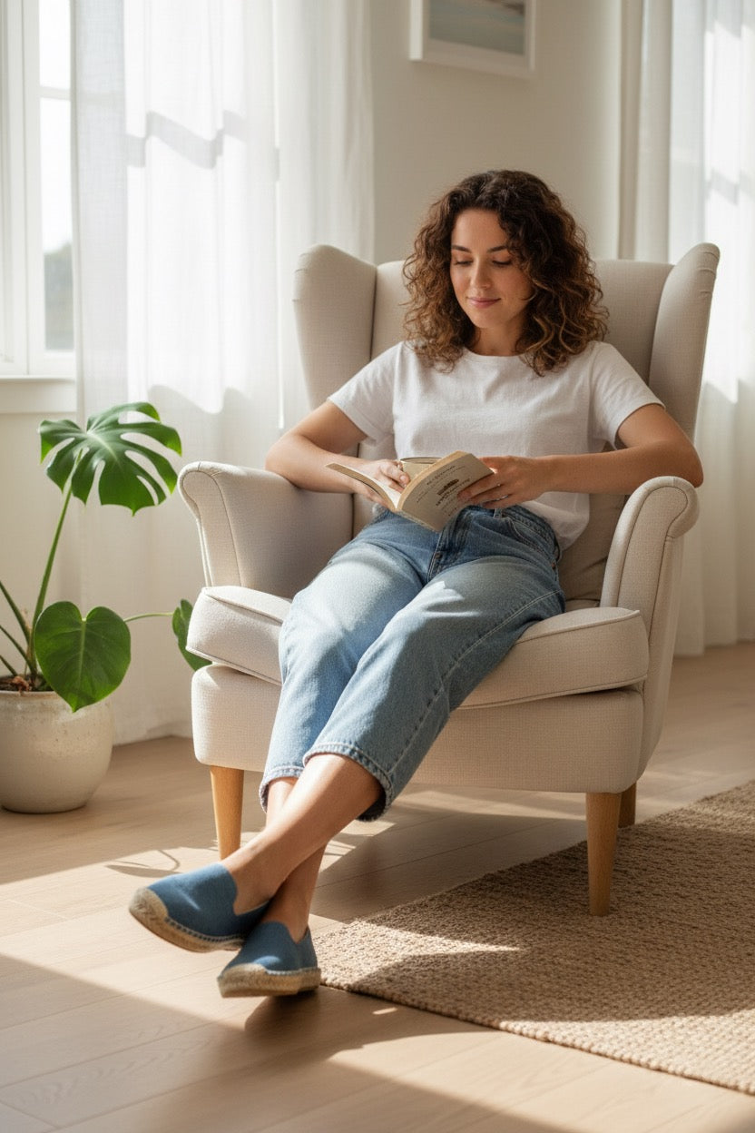 Espadrilles femme bleu semelle souple