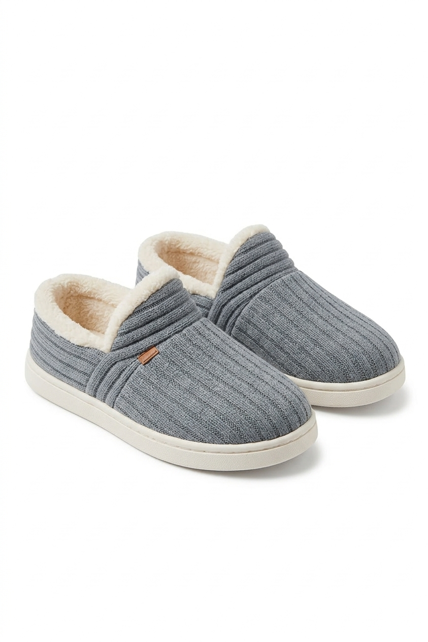 Bottes Pantoufles grises Hiver Femme | Doublure Douce & Antidérapante