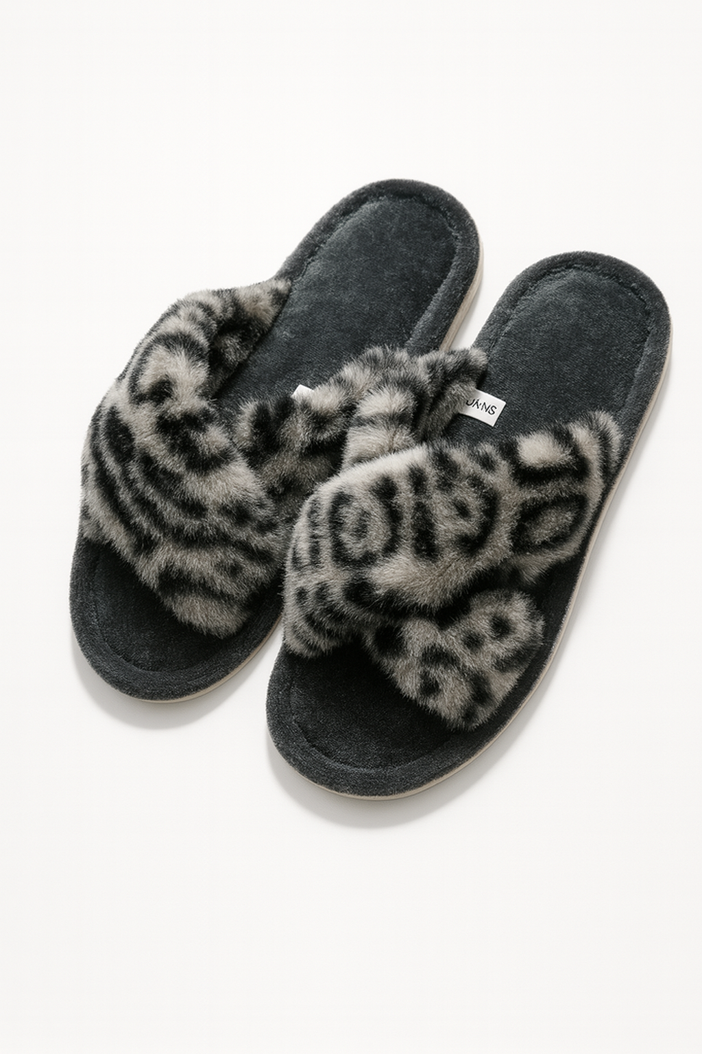 Mules d'hiver pour femme léopard noir | Confortables & Antidérapants